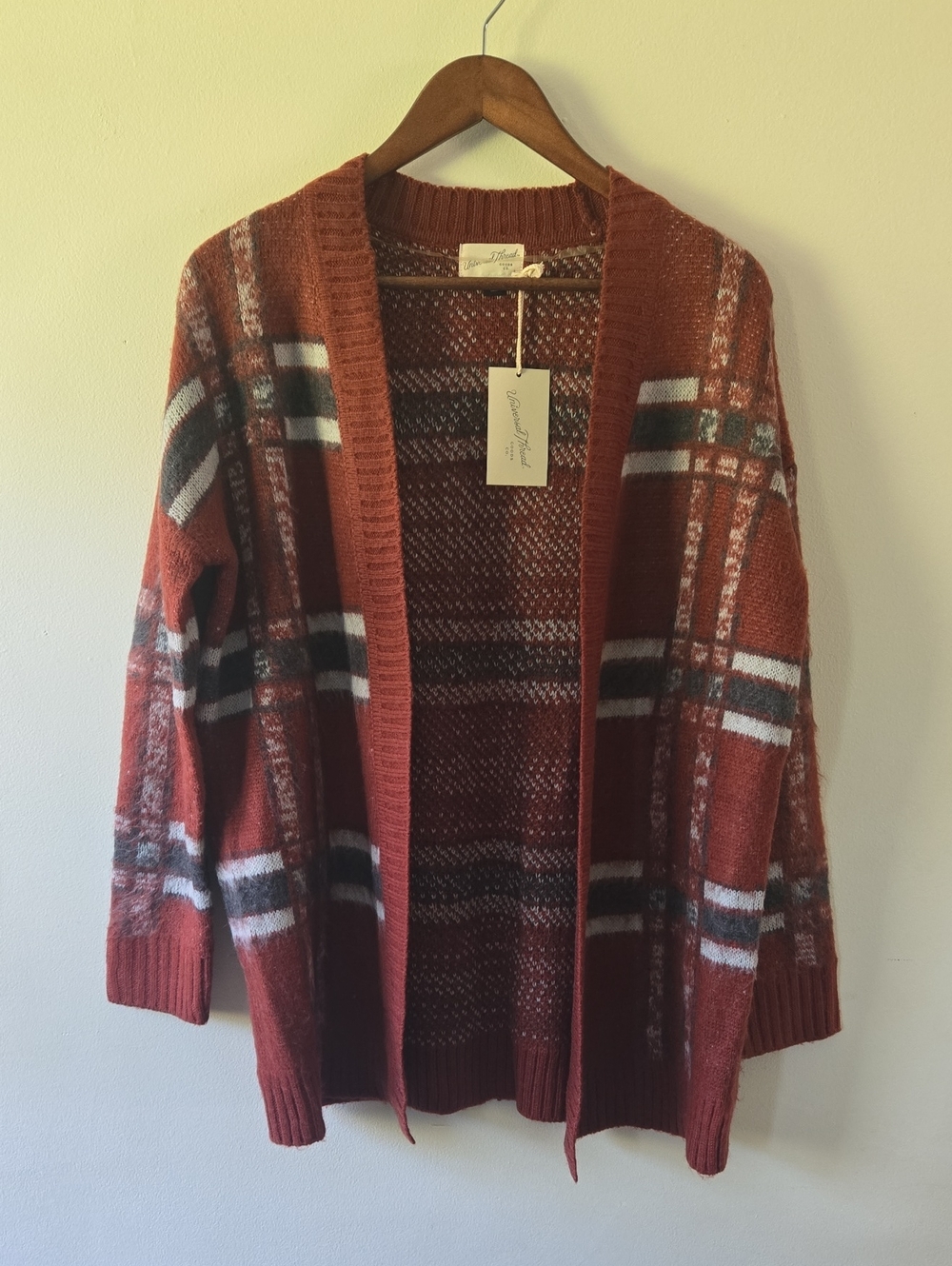 Universal Thread Plaid Open Front Cardigan XS NWT